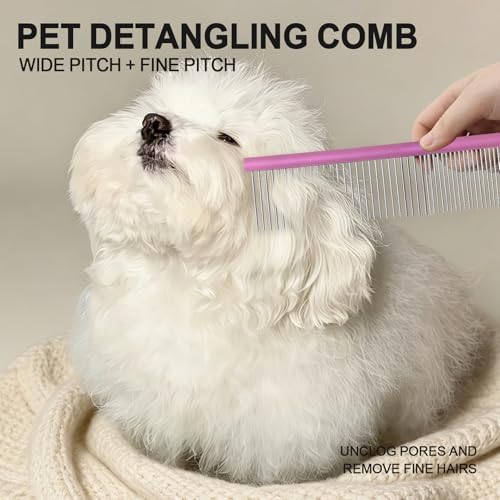 HOP Purple Large Pet Stainless Steel Comb for Dogs&Cats 7.44in/18.9cm - Image 2