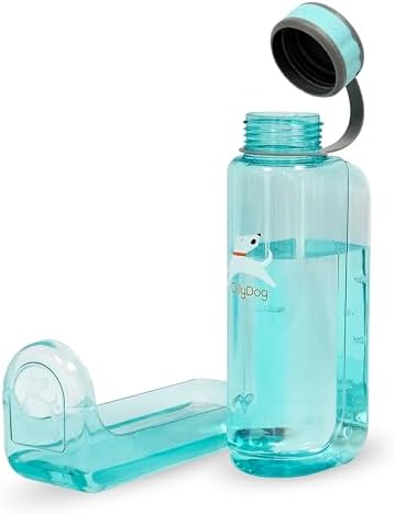 OllyDog OllyBottle Tritan Water Bottle with Detachable Dog Bowl | BPA Free Leakproof | 34oz | Share Water with Your Dog | Hiking Travel Camping (1L, Aqua Blue) by OllyDog