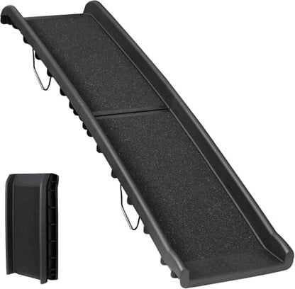 62 Inch Portable Folding Dog Ramp,Lightweight Outdoor Indoor Pet Ramp Stairs Step Ladder for Car, Truck, SUV, High Bed,Non-Slip Rug Surface Supports up to 154 lb by Saicool