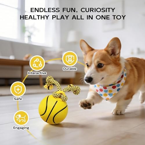 Pet Prime Interactive Dog Ball Toy with Rope,Rechargeable Automatic Rolling Ball with Motion Activated,3 Play Modes for Medium/Large Dogs, Self-Moving Toy to Keep Pets Busy and Entertained Yellow - Image 6
