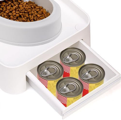 YOUEON Raised Pet Feeder Stand for Cats and Dogs Neck Health, Adjustable Height Elevated Shelf Suitable for 90% Automatic Pet Feeder & Water Dispenser, with Drawer to Stock Pet Snacks, Canned Food - Image 5