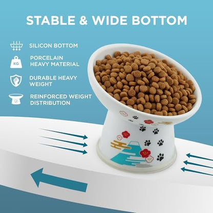 Necoichi Ceramic Elevated Cat Food Bowl, 15° Tilted (Fuji, Regular Tilted) - Image 3