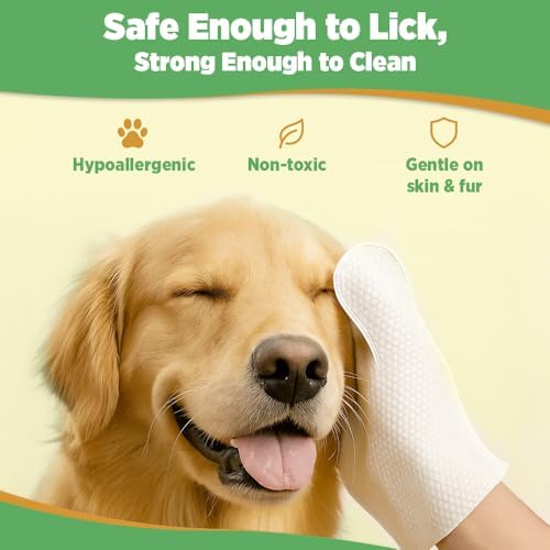 Wondurdog Pet Glove Wipes for Dogs and Cats, No Rinse Grooming, 12 Count - Image 5