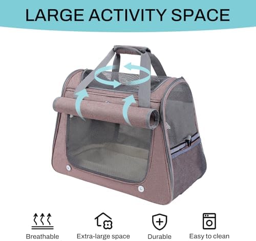 Airline Approved Soft-Sided Pet Carrier for Cats & Small Dogs - Ventilated Travel Bag with Removable Mat, Under 15 lbs, Red - Image 2