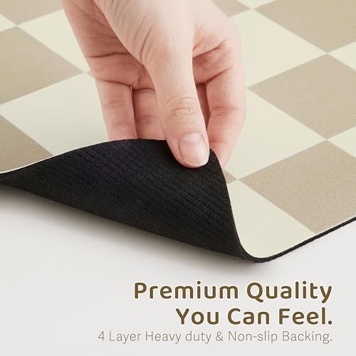 Checkered Dog Feeding Mat, Absorbent Mats for Dog Food and Water Bowl, Dispenser, Aesthetic Khaki Beige Checkerboard Pet Placemat for Dogs, Cats, Puppy Accessories (Khaki, 16 x 24) - Image 5
