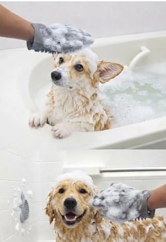 Pet Grooming Gloves for Cats & Dogs – Silicone Hair Removal Glove for Bathing, Shedding & Massage – Gentle Mitt for Long & Short Hair Pets with Drainage System - Image 4