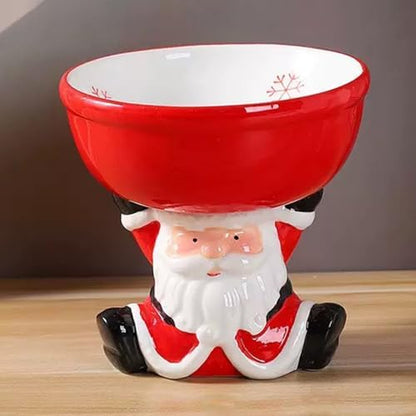 Christmas Ceramic Raised Cat Bowl Elevated Dog Bowls Cat Food Bowl Medium Water and Food Dish Xmas Decor Indoor, Microwave and Dishwasher Safe by Unknown