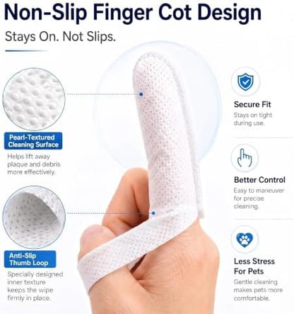 Pet Cleaning Finger Wipes for Dogs and Cats Non-Slip Design 50 Counts - Image 3