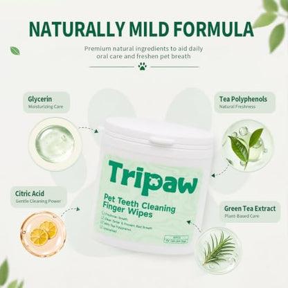 Pet Dental Wipes 50 Counts Pet Teeth Cleaning Finger Wipes - Image 3