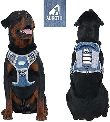 AUROTH Tactical Dog Harness for Small Medium Large Dogs No Pull Adjustable Pet Harness Reflective K9 Working Training Easy Control Pet Vest Military Service Dog Harnesses (XL, Denim Blue) - Image 2