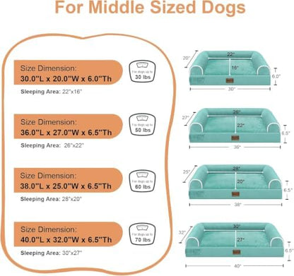 NANUYA Orthopedic Dog Bed for Medium Dogs, 30 x 20 Inch, Aqua Blue - Image 6