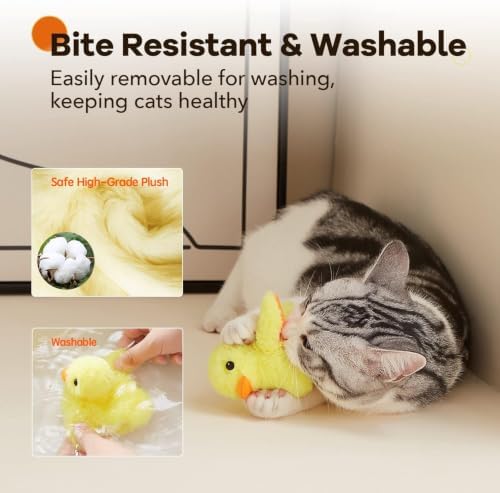 Potaroma Cat Toys Rechargeable Flapping Duck with SilverVine Catnip, Lifelike Quack Chirping, Touch Activated Kitten Kicker Plush Interactive Exercise Toys for All Breeds - Image 4