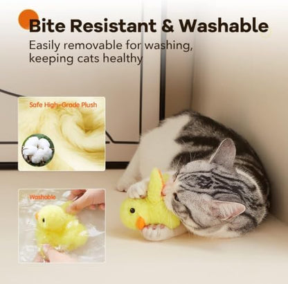 Potaroma Cat Toys Rechargeable Flapping Duck with SilverVine Catnip, Lifelike Quack Chirping, Touch Activated Kitten Kicker Plush Interactive Exercise Toys for All Breeds - Image 4