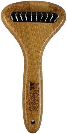 Bamboo Groom Dematting Rake with Stainless Steel Serrated Blades for Pets, Large - Image 2