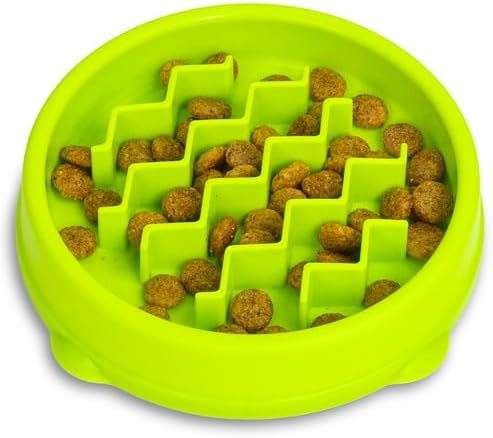 Catstages Kitty Slow Feeder Bowl for Cats & Kittens, 3/4 Cup, Green, 5" by Catstages