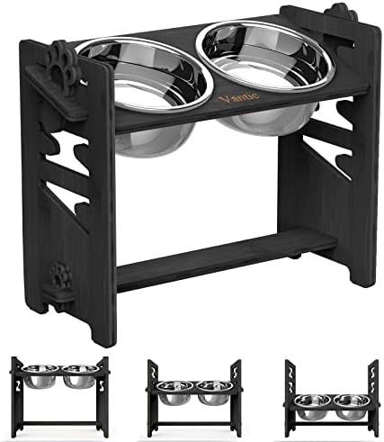 Vantic Elevated Dog Bowls, Raised Bowl Stand Adjustable Large/XLarge, Black by Vantic