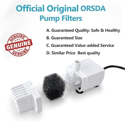 ORSDA Cat Water Fountain Pump Filters Pet Water Fountain Pump Sponges Compatible with All ORSDA/ZeePet Stainless Steel Dog and Cat Water Dispenser Black Filters Universal for All Models (8PCS) - Image 2