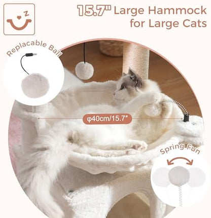 Cat Tree 32” Small Cat Tower with Large Hammock 16”& Self Groomer - Image 2
