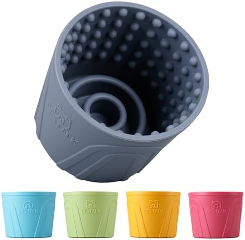Dog Lick Bowl, Bestalk Anxiety Relief Slow Feeder Dog Lick Mat Treat Dispenser, Non-Slip Licking Bowl Enrichment Toys for Small Medium and Large Breed Dogs, BPA Free Silicone(Grey,S) by BESTALK