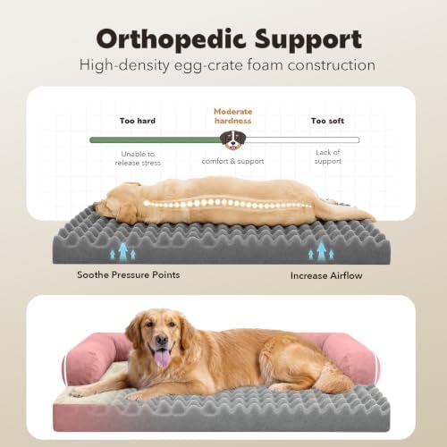 MEKIY Orthopedic Washable Dog Bed with Bolster for Medium to Large Dogs - Image 3