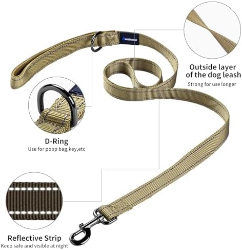Annchwool No Pull Dog Harness with Padded Handle+5 Ft Leash,Reflective Strip Escape Proof and Quick Fit to Adjust Dog Harness,Easy for Training Walking for Small & Medium and Large Dogs(Brown-Set,L) - Image 5