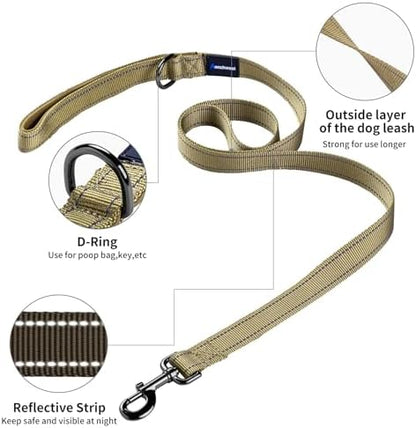 Annchwool No Pull Dog Harness with Padded Handle+5 Ft Leash,Reflective Strip Escape Proof and Quick Fit to Adjust Dog Harness,Easy for Training Walking for Small & Medium and Large Dogs(Brown-Set,L) - Image 5