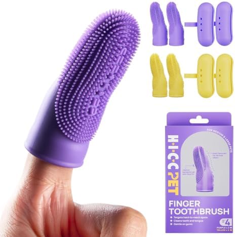 HICC PET Dog Finger Toothbrush, Dual-Sided Soft Silicone, 4-Pack by HICCPET