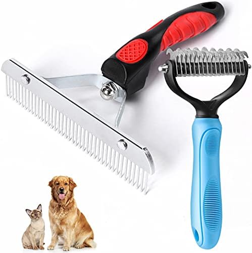 Long Tooth Undercoat Grooming Rake + Curved-Tooth Detangling Comb by Tsxurepaw