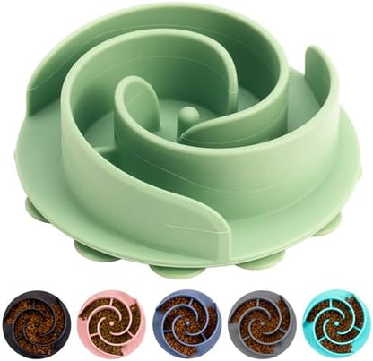 Slow Feeder Dog Bowls Insert, Bestalk Soft Silicone Slow Eating Feeder Insert with Suction Cups for Small, Medium and Large Dogs, Fit into Basic and Elevated Dog Bowls, Green by BESTALK