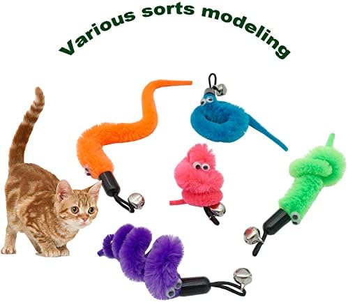 CATENESS Cat Worm Toy Refills, 20 Pieces Cat Wand Attachments Worms Toy for Indoor Cats (A) - Image 3