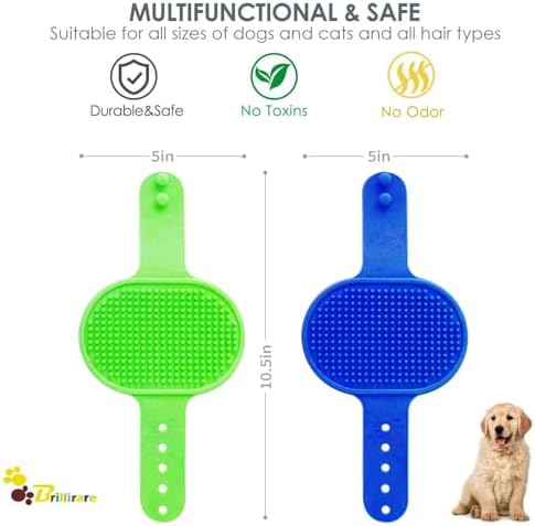 2 Pack Dog Grooming Brush, Premium Soft Silicone Pet Bath Brushes with Adjustable Handle, Shampoo Soothing Comb for Wet Dry Long Short Haired Dogs & Cats Massaging, Deshedding - Image 2