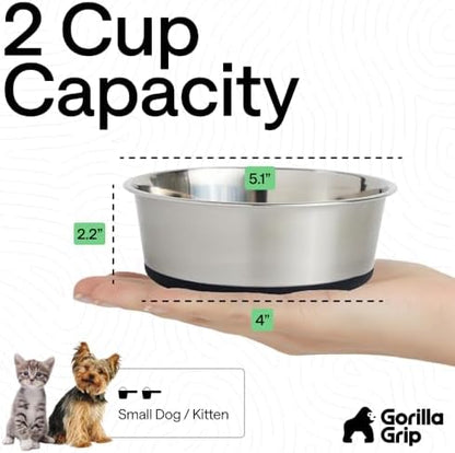 GORILLA GRIP Dog Bowl, Food Grade Stainless Steel Water Bowls, 2 Cup Black - Image 4