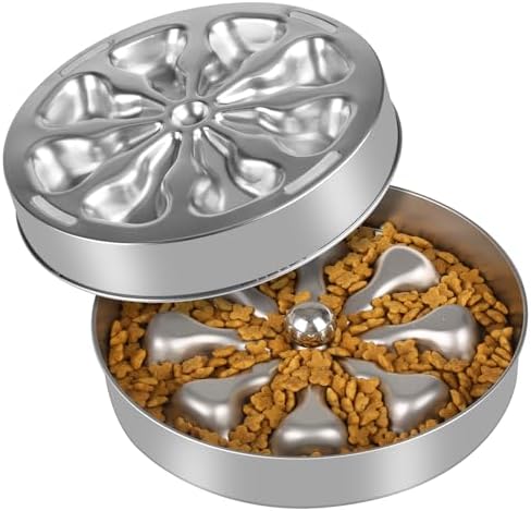 Slow Feeder Dog Bowls – Stainless Steel Non-Slip Metal Bowl for Slow Feeding, 5 Cups Large Capacity, Double-Sided Design for Dry, Wet, or Raw Food, Ideal for Small, Medium, Large Dogs by Oiwliur