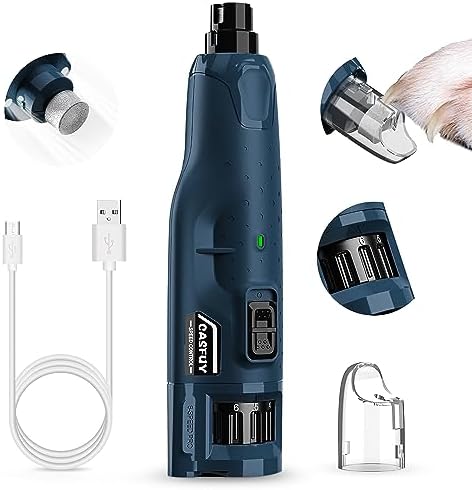 Casfuy Dog Nail Grinder Quiet - (45db) 6-Speed Pet Nail Grinder with 2 LED Lights for Large Medium Small Puppy Dogs/Cats, Professional 3 Ports Rechargeable Electric Dog Nail Trimmer with Dust Cap by casfuy