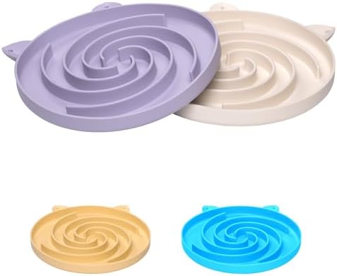 Bifeaw Slow Feeder Cat Bowl, Easy to Clean Silicone Bowl, Ideal for Dry and Wet Food (Purple and White) by Bifeaw