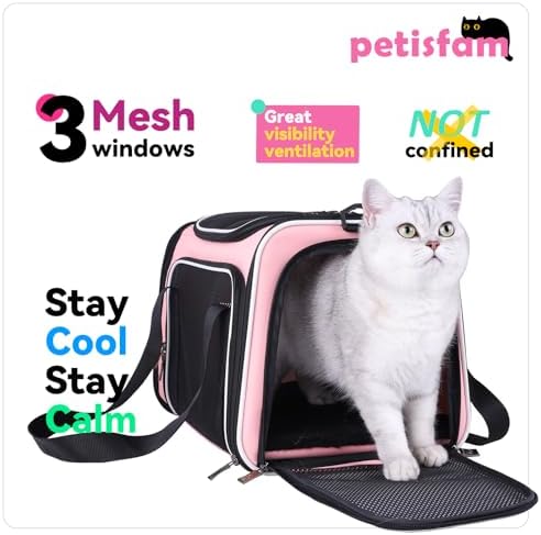 Soft Pet Carrier for Medium Cats and Small Dogs with Cozy Bed, 3 Doors, Top Entrance | Airline Approved, Escape-Proof, Breathable, Leak-Proof, Easy Storage (Pink) - Image 3