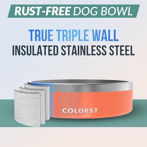 Coldest Dog Bowl - Anti Rust Metal, Non Slip, 3 Layers Insulated Stainless Steel Dog Bowls - Spill Proof & Heavy Duty - Water Bowl for Dogs, Cats & Pets, Dish Washer Safe (42 oz,Candy Red Glitter) - Image 3