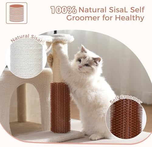 Cat Tree 32” Small Cat Tower with Large Hammock 16”& Self Groomer - Image 4