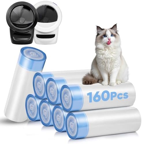 160 Count Cat Litter Box Liners Compatible with Litter Robot 3 & 4, Cat Litter Liners for Automatic Litter Box, 10-12 Gallon Heavy Duty Waste Bags with Drawstrings, 25.19" x 15.7" by Unknown