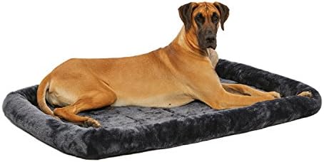 MidWest Homes for Pets QuietTime Giant Dog Bed - Gray Faux Fur Bolster, Ultra-Soft and Machine Washable, Fits 54-Inch Crates and Carriers, for XXL Breed Dogs by MidWestHomesForPets
