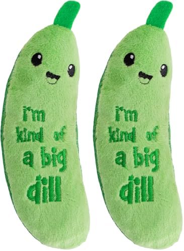 Catstages Crunchy Pickle Kicker Cat Toy – Plush Crinkle Toy with Catnip and Dental Mesh, 6.5" (Pack of 2) by Catstages