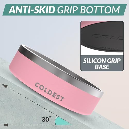 Coldest Dog Bowl - Anti Rust Metal, Non Slip, 3 Layers Insulated Stainless Steel Dog Bowls - Spill Proof & Heavy Duty - Water Bowl for Dogs, Cats & Pets, Dish Washer Safe (42 oz,Cotton Candy Pink) - Image 2