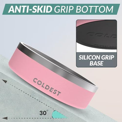 Coldest Dog Bowl - Anti Rust Metal, Non Slip, 3 Layers Insulated Stainless Steel Dog Bowls - Spill Proof & Heavy Duty - Water Bowl for Dogs, Cats & Pets, Dish Washer Safe (42 oz,Cotton Candy Pink) - Image 2