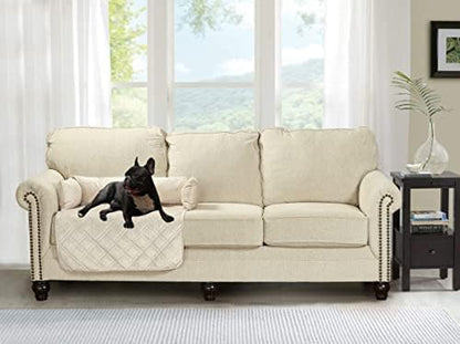 Brilliant Sunshine Beige Natural Velvet Dog Sofa Slipcover, Medium - Image 2
