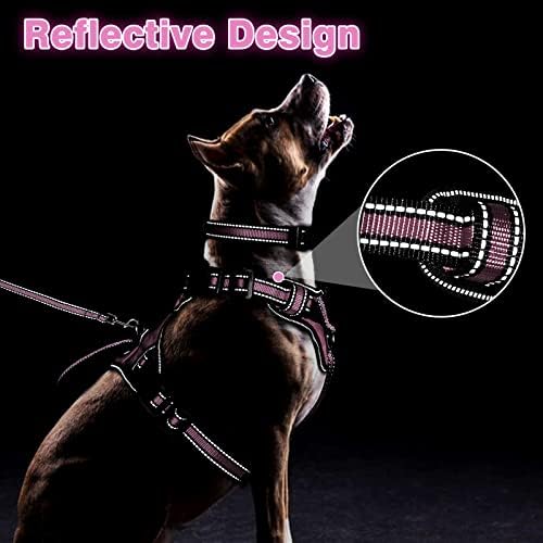 WINSEE Pet Harness Collar and Leash Set, All-in-one Reflective Dog Harness No Pull with Adjustable Buckles for Puppies, Small, Medium, Large, and Extra-Large Dogs (Medium, Pink) - Image 5
