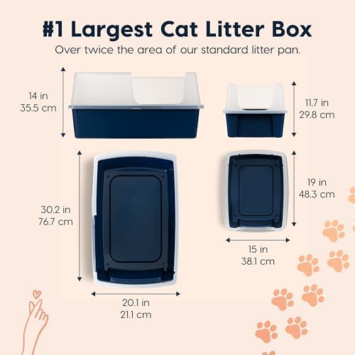 IRIS USA XX-Large Side Entry Cat Litter Box, Navy - Image 2