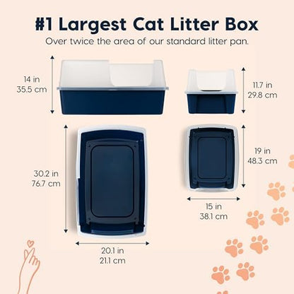 IRIS USA XX-Large Side Entry Cat Litter Box, Navy - Image 2