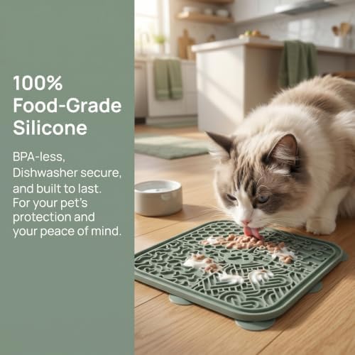 Dog Lick Mat for Anxiety Relief, Slow Feeder Bowl for Dogs & Cats, Silicone Lick Pad with Strong Suction Cups for Pet Grooming, Bath, Tooth Cleaning, Distraction and Calming, Yellow - Image 5