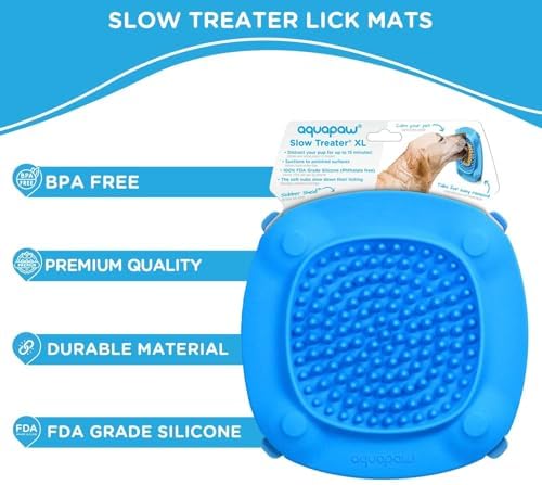 Aquapaw Lick Mat for Dogs with Suction Cups - XL, Blue, 1-Pack - Slow Feeder Lick Pads for Dogs & Grooming Enrichment - Food Mat for Peanut Butter Treats - Image 2