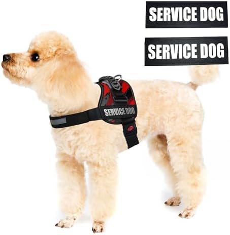 ALBCORP Service Dog Vest Harness – Reflective, No-Pull Harness with Handle & Comfy Mesh Padding – Sizes XXS-XL for Puppies, Small & Large Dogs – 2 Removable Service Patches Included (Small, Red Camo) - Image 2
